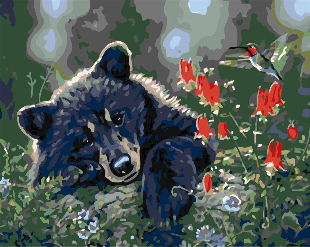 Baby Bear og Blomst – Præmie Mal Efter Tal Kit - Denmark