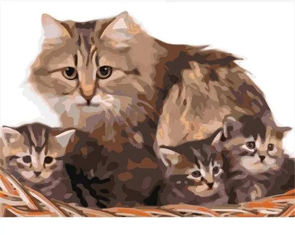 Beautiful Cats Family – Præmie Mal Efter Tal Kit - Denmark