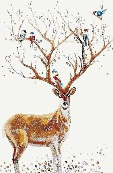 Birds With Deer – Præmie Mal Efter Tal Kit - Denmark