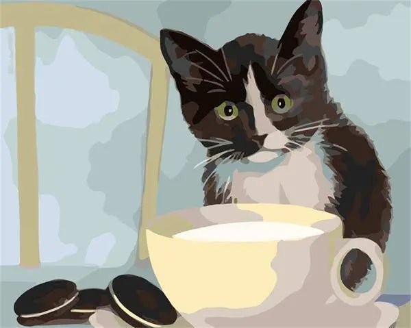 Breakfast Time Cat – Præmie Mal Efter Tal Kit - Denmark