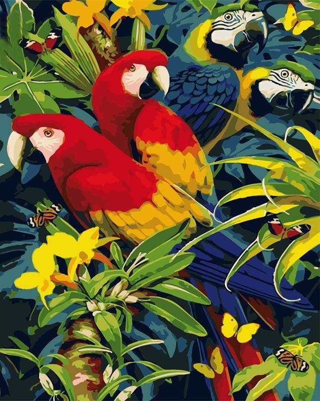Four Parrots – Præmie Mal Efter Tal Kit - Denmark