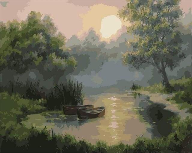 Small Lake at Dawn – Præmie Mal Efter Tal Kit - Denmark