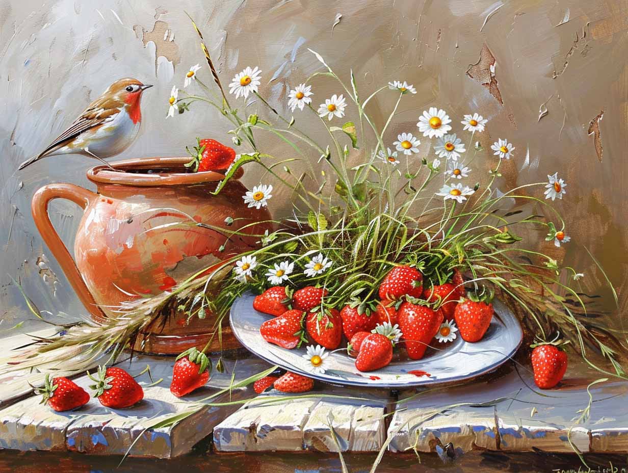 Strawberry Blossom – Maling efter Tal Sæt - Denmark