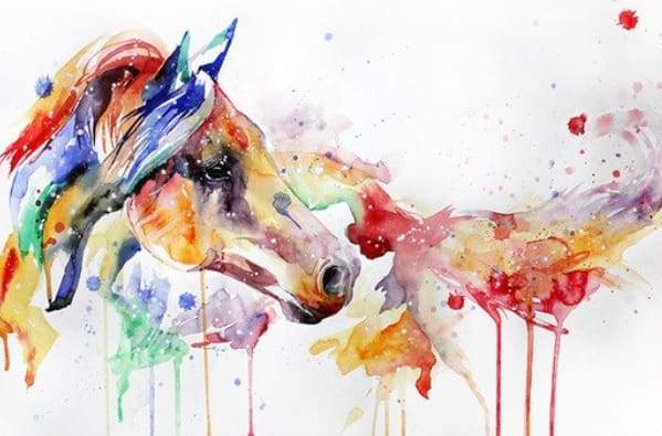 Watercolor Hest – Præmie Mal Efter Tal Kit - Denmark
