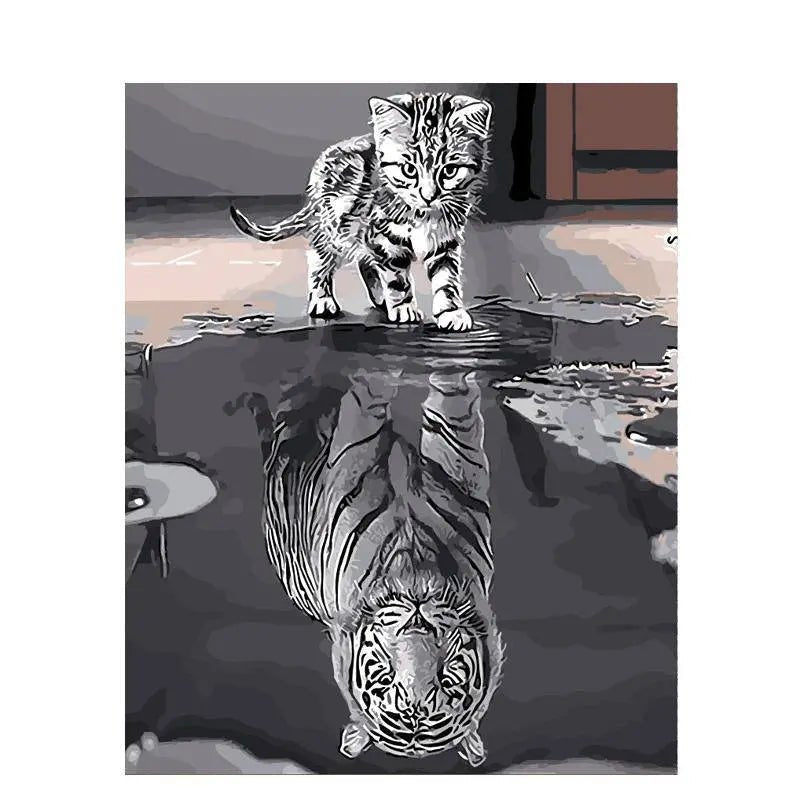 A Lion And Its Reflection – Præmie Mal Efter Tal Kit - Denmark