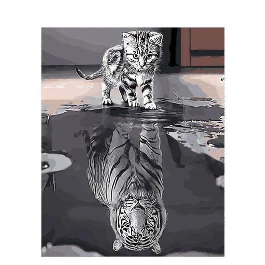 A Lion And Its Reflection – Præmie Mal Efter Tal Kit - Denmark