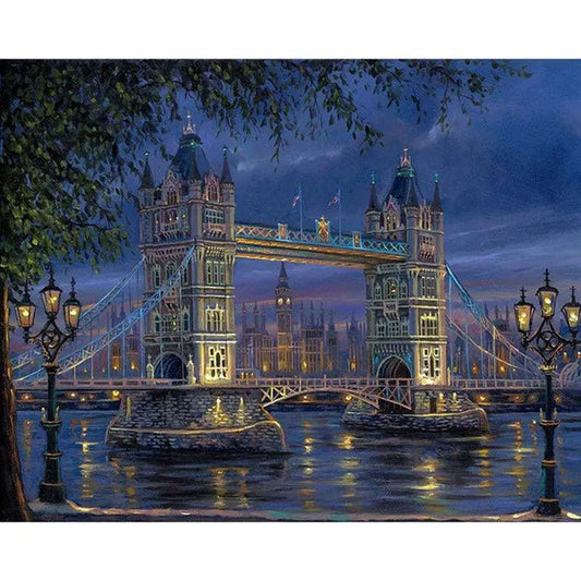 A London Bridge at Night – Præmie Mal Efter Tal Kit - Denmark