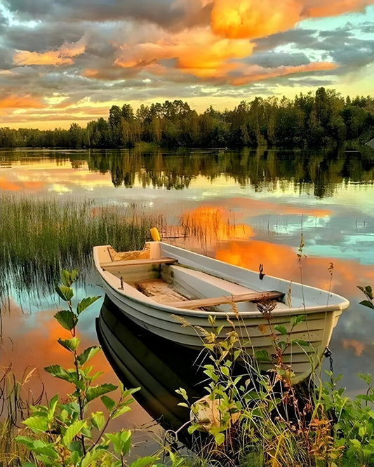 A Row In a Lake at Sunset – Præmie Mal Efter Tal Kit - Denmark