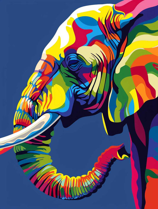 Abstract Elephant Digital Maleri – Præmie Mal Efter Tal Kit - Denmark