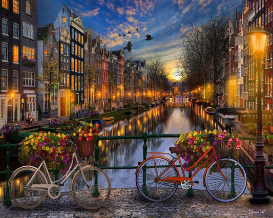 Amsterdam Kanal Udsigt – Præmie Mal Efter Tal Kit - Denmark