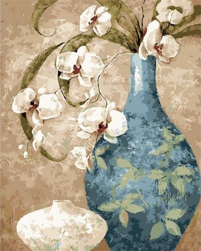 Ancient Bottle And Flowers – Præmie Mal Efter Tal Kit - Denmark