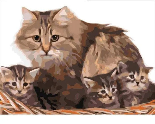 Beautiful Cats Family – Præmie Mal Efter Tal Kit - Denmark