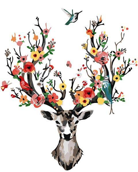 Birds Heaven Deer Tree – Præmie Mal Efter Tal Kit - Denmark