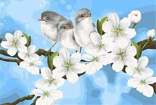 Birds og Hvide Magnolia – Præmie Mal Efter Tal Kit - Denmark