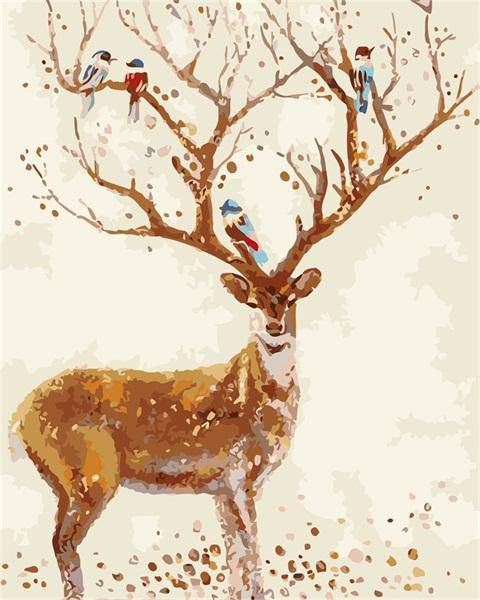 Birds Tree Deer – Præmie Mal Efter Tal Kit - Denmark