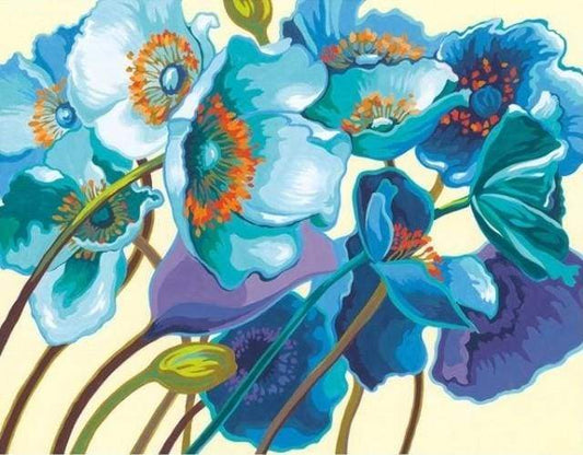 Blå Blomster – Præmie Mal Efter Tal Kit - Denmark