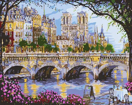 Bro i Paris Stil Romantik – Præmie Mal Efter Tal Kit - 30x40cm / No Frame - Denmark