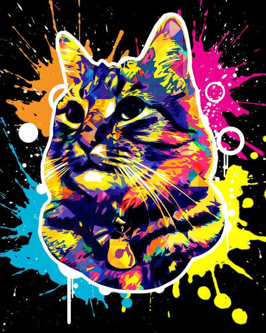 Cat Splash Pop Art – Præmie Mal Efter Tal Kit - Denmark