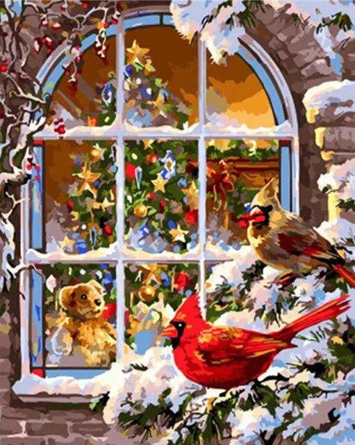 Christmas Bird – Præmie Mal Efter Tal Kit - 30x40cm / No Frame - Denmark