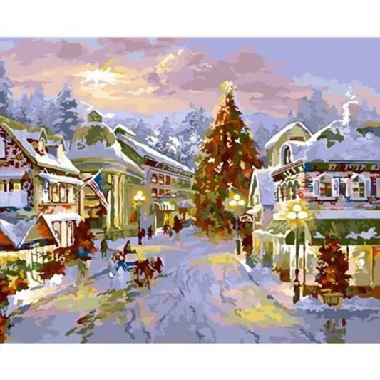 Christmas Snow Street – Præmie Mal Efter Tal Kit - Denmark