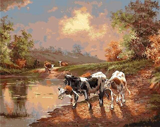 Cows Vintage – Præmie Mal Efter Tal Kit - Denmark