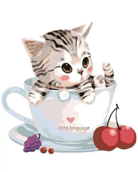 Cup Cat – Præmie Mal Efter Tal Kit - Denmark