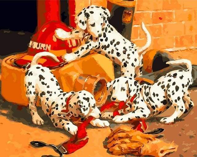Dalmatianske Hunde Leger – Præmie Mal Efter Tal Kit - Denmark
