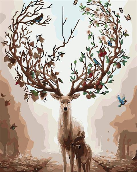 Deer Fantasy Kunst – Præmie Mal Efter Tal Kit - Denmark