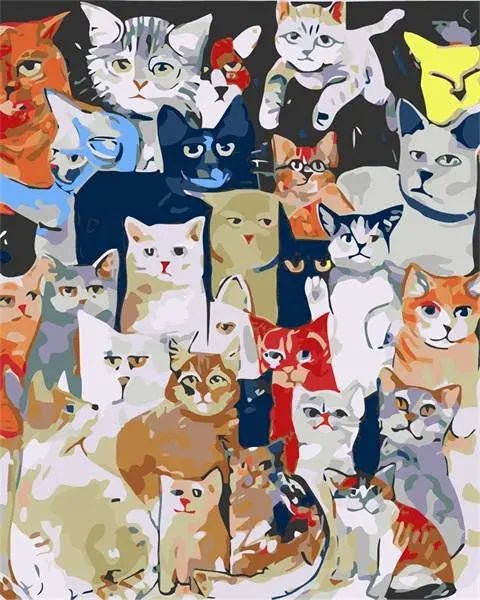 Different Coloured Cat – Præmie Mal Efter Tal Kit - Denmark