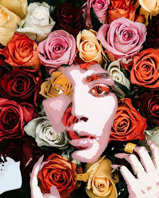 Face Of Roses – Præmie Mal Efter Tal Kit - Denmark