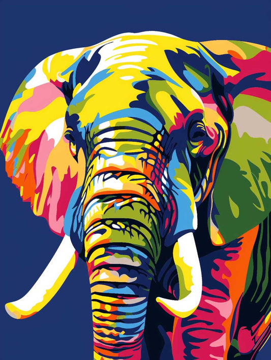 Farverig Elefant Digital Maleri – Præmie Mal Efter Tal Kit - Denmark