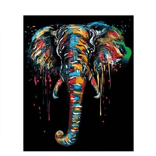 Farverig Elefant – Præmie Mal Efter Tal Kit - Denmark
