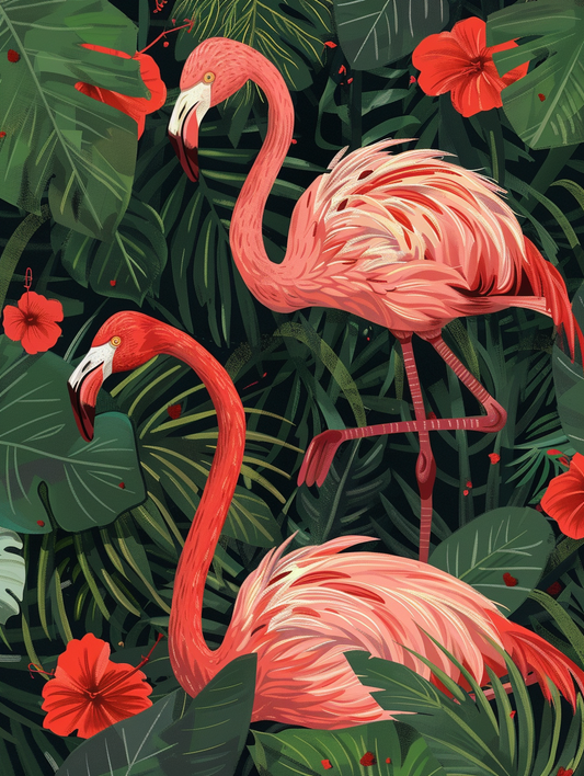 Flamingo Love Story – Præmie Mal Efter Tal Kit - Denmark