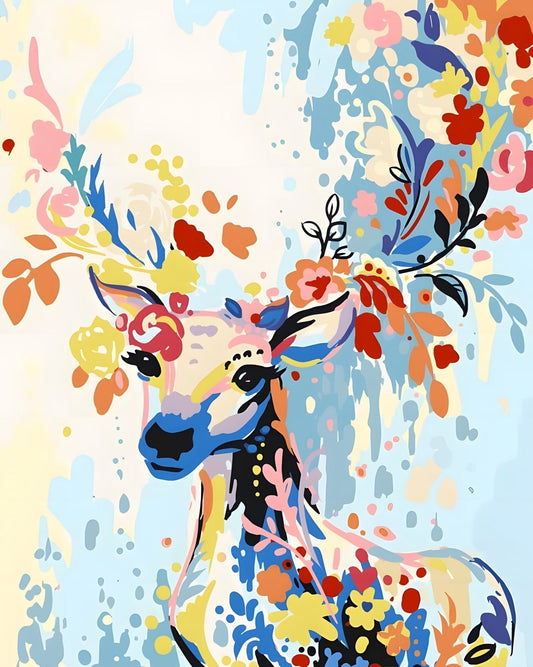 Floral Deer – Præmie Mal Efter Tal Kit - Denmark