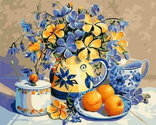 Flowers og Orange – Præmie Mal Efter Tal Kit - Denmark