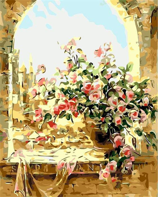 Flowers Window – Præmie Mal Efter Tal Kit - Denmark