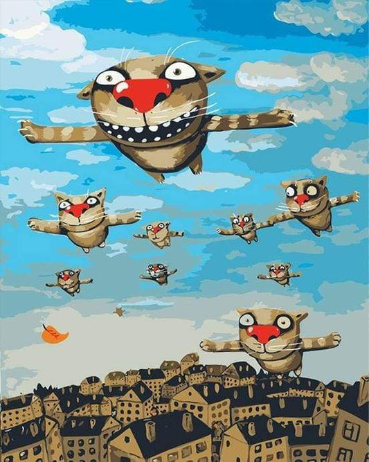 Flying Cats – Præmie Mal Efter Tal Kit - Denmark