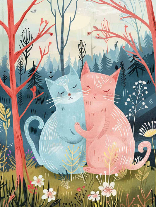 Forest Embrace Cats – Præmie Mal Efter Tal Kit - Denmark