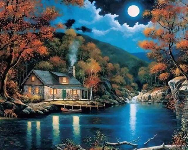 Full Moon Night – Præmie Mal Efter Tal Kit - Denmark