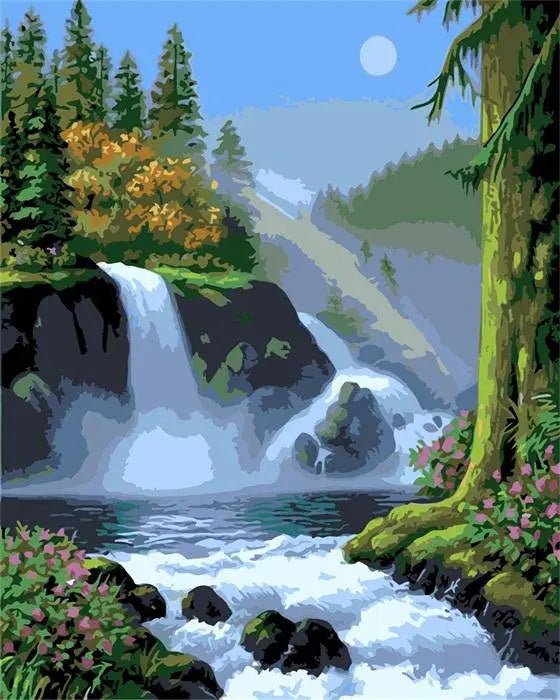 Greene Weather og Waterfall – Præmie Mal Efter Tal Kit - Denmark