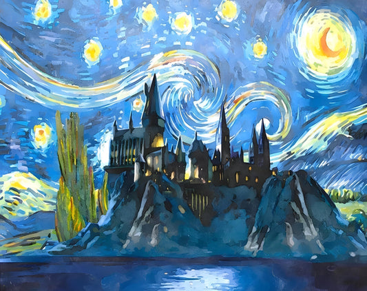 Harry Potter Hogwarts Van Gogh – Præmie Mal Efter Tal Kit - Denmark