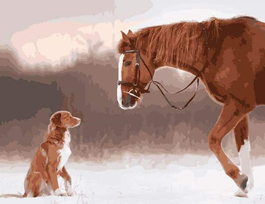 Hest og Hund i Sneen – Præmie Mal Efter Tal Kit - Denmark