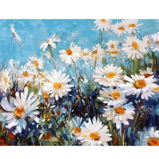 Hvide Blomster – Præmie Mal Efter Tal Kit - Denmark