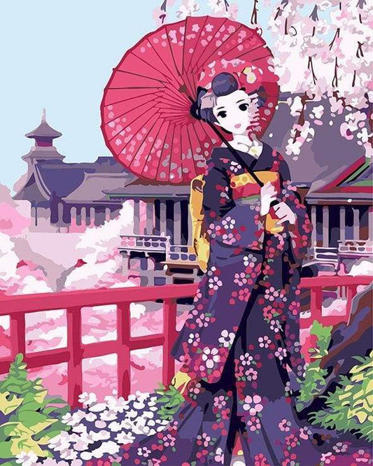 Japansk Kimono – Præmie Mal Efter Tal Kit - Denmark