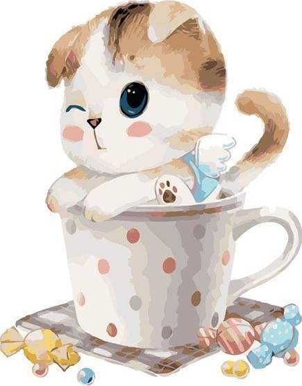 Kat Teacup – Præmie Mal Efter Tal Kit - Denmark