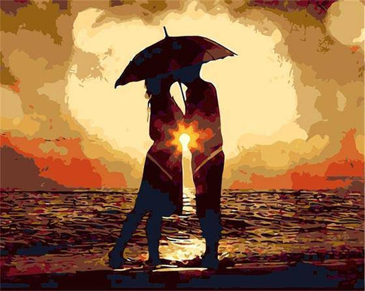 Lovely Kiss i Strand – Præmie Mal Efter Tal Kit - Denmark