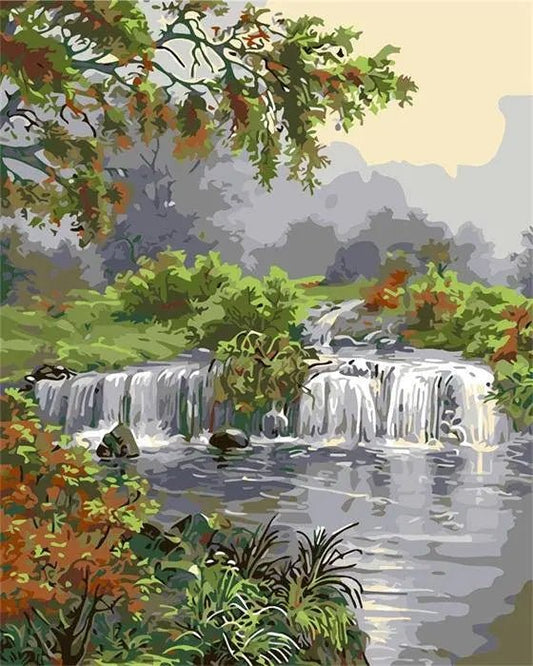 Lovely Waterfall – Præmie Mal Efter Tal Kit - Denmark