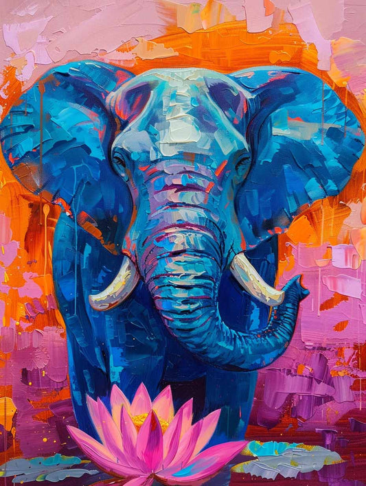 Majestic Elephant & Lotus – Præmie Mal Efter Tal Kit - Denmark