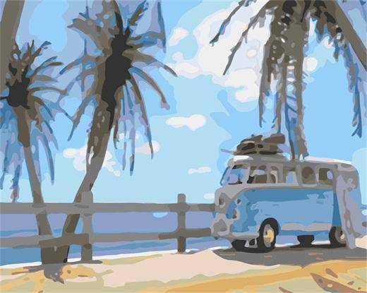 Minibus Picnic på Stranden – Præmie Mal Efter Tal Kit - Denmark