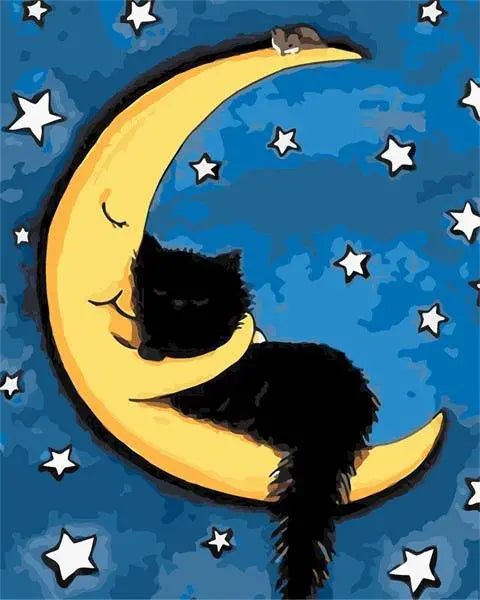 Moon Loving Cat – Præmie Mal Efter Tal Kit - Denmark